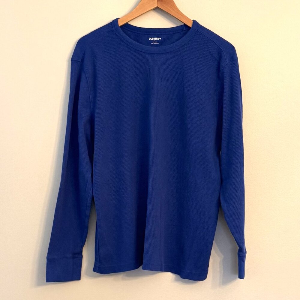 Old Navy Men's Royal Blue Waffle Knit Thermal Long Sleeve Shirt